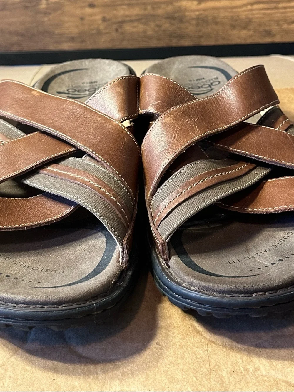 Abeo BioSystem Brant BM048 Men’s US 10 Slide Sandals Brown Leather Rubber EU 44